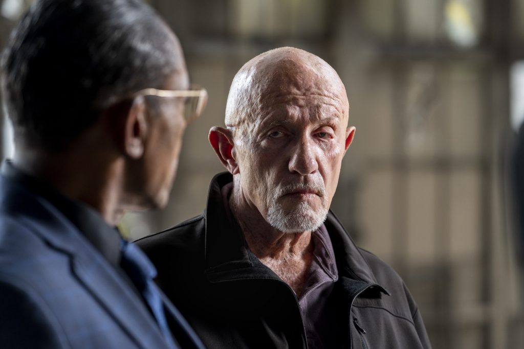 Giancarlo Esposito as Gustavo "Gus" Fring, Jonathan Banks as Mike Ehrmantraut in BETTER CALL SAUL 