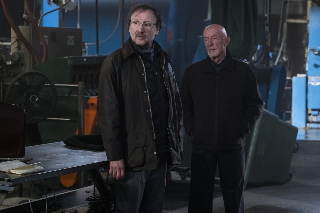 Rainer Bock as Werner, Jonathan Banks as Mike Ehrmantraut in "Better Call Saul" 