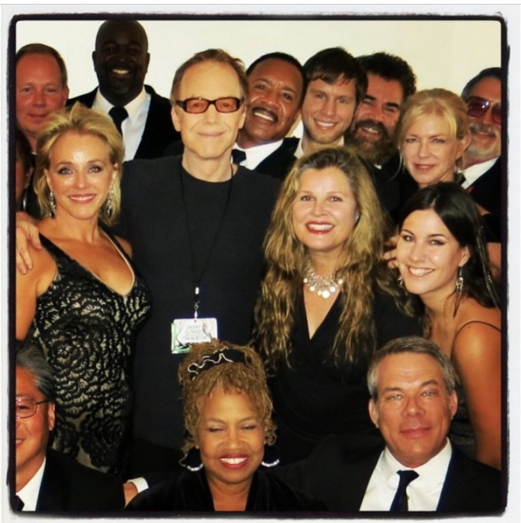 (center row, L to R) Bobbi Page, Danny Elfman, Edie Lehmann Boddicker, and Laura Jackman at The Hollywood Bowl in 2015.