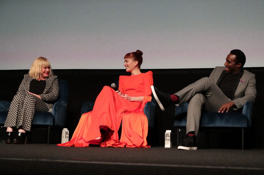 Patricia Arquette, Producer, Britt Lower and Tramell Tillman attend the finale screening of Apple Original series SEVERANCE at The Directors Guild of America
