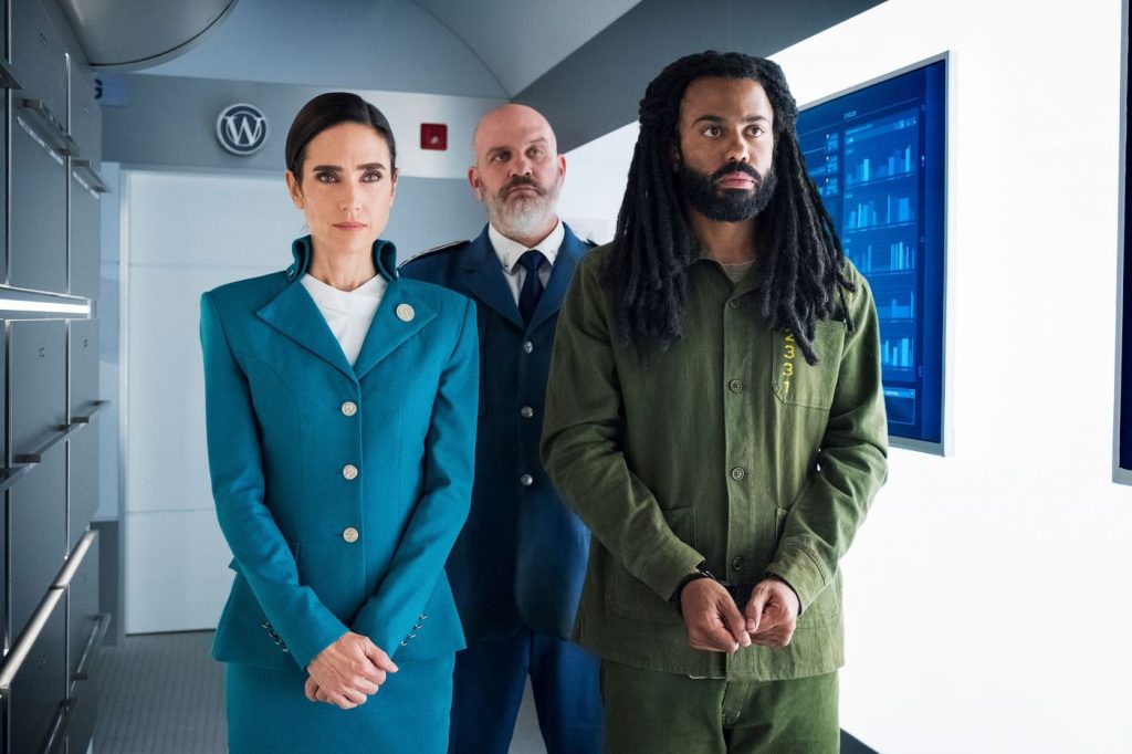 Jennifer Connelly and Daveed Diggs in SNOWPIERCER (Photo Credit: TNT)