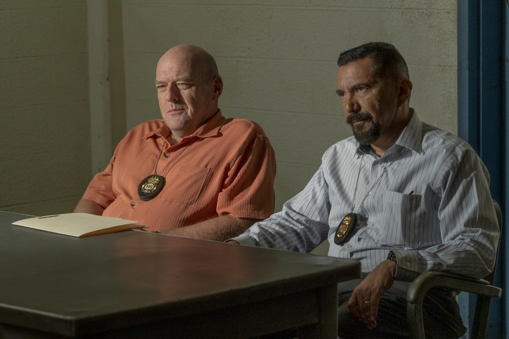 Dean Norris as Hank Schrader, Steven Michael Quezada as Steven Gomez in BETTER CALL SAUL (Photo Credit: Greg Lewis/AMC/Sony Pictures Television)